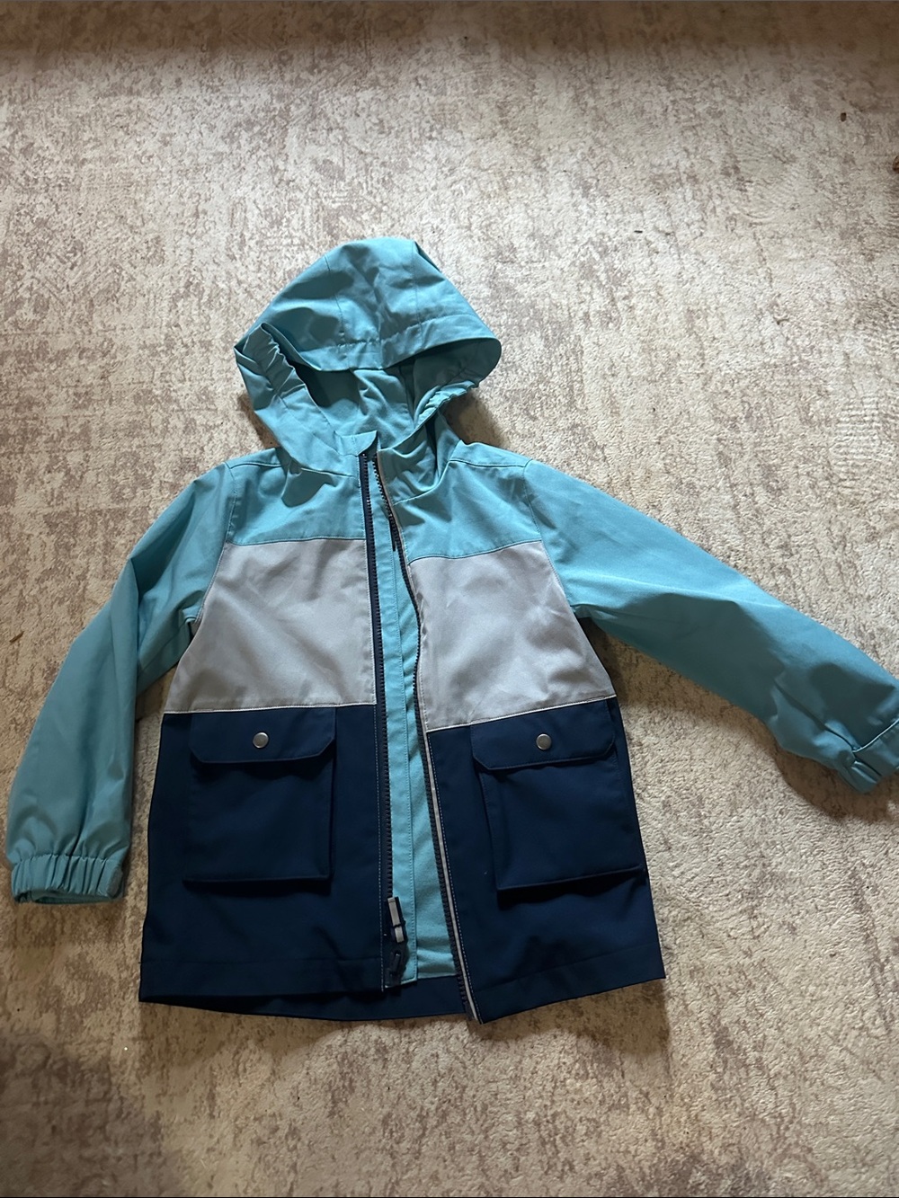SwissTech Kids 5T Hooded Rain Jacket Blue Gray Navy Water Resistant Coat